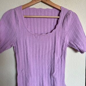 Lavender Ribbed Knit Top